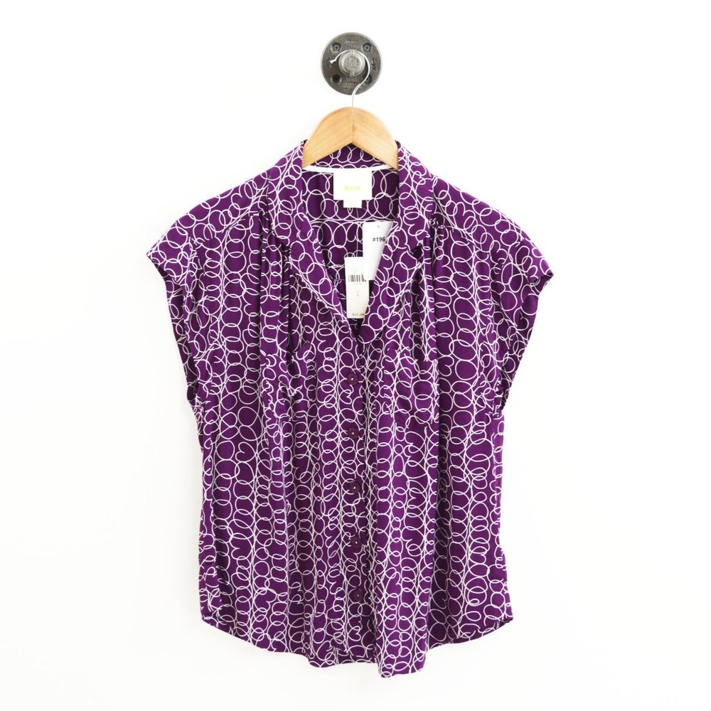 Maeve Patterned Button Down Blouse #196-79 - image 1